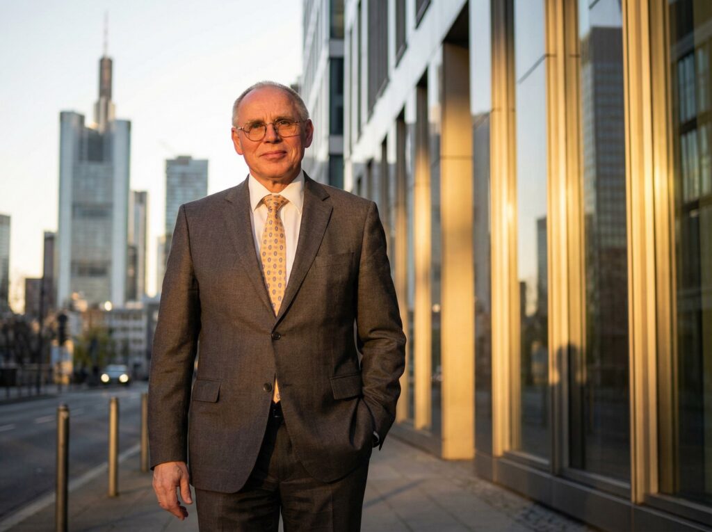 Jürgen Lampe vor der Frankfurter Skyline